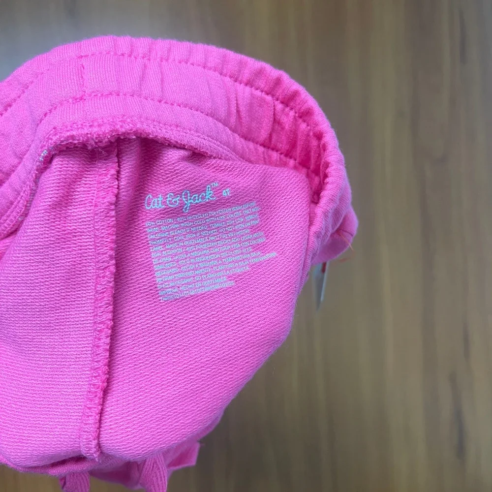 Lot of 2 Cat & Jack Toddler Girls 4T Shorts Pink Gray Knit Easy On 4yo NWT